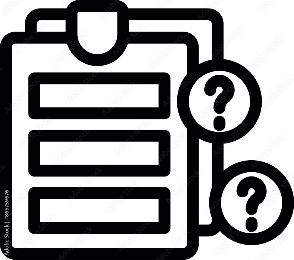 Poster clipboard with a list and question marks representing frequently asked questions