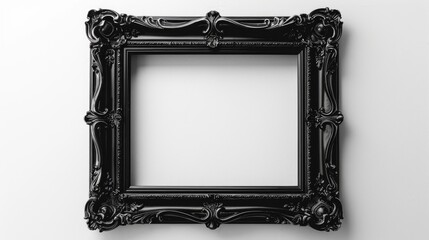 Isolated black frame on white backdrop