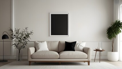 Modern Zen Minimalist Living Room A Photorealistic 3D Render
