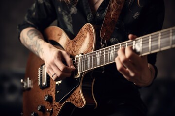 Obraz premium Close-up of guitar player