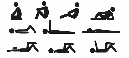 a person does sports, gymnastics, and a healthy lifestyle. silhouette of a human figure, flat illustration