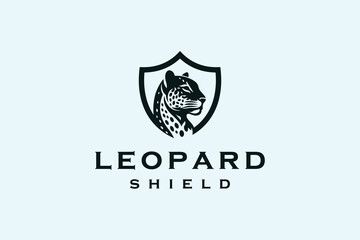 concept logo design leopard shield silhouette premium vector template