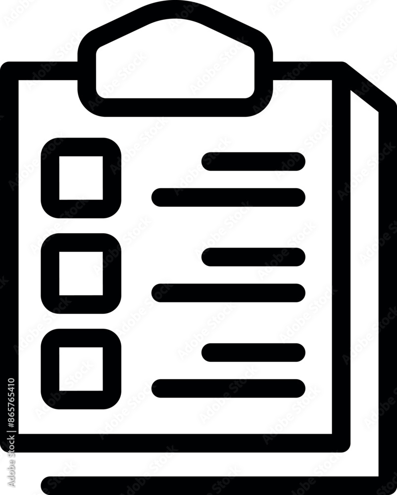 Poster clipboard is showing checklist with marked checkboxes and text fields