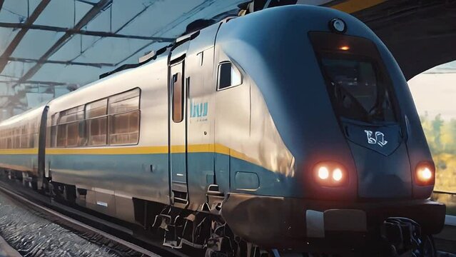 train on the railway station.Seamless 4k time lapse virtual video animation background