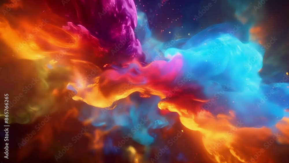 Poster the screen is filled with a flurry of brilliant colors as different chemical compounds react and ign
