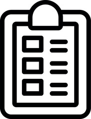Clipboard with checklist icon, questionnaire, survey, clipboard symbol in black