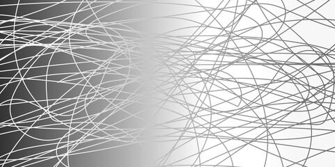 Abstract black lines with white background creative geometric triangle shape. Hand drawn scrawl sketch chaos doodle pattern. Minimalist modern contour drawing. 