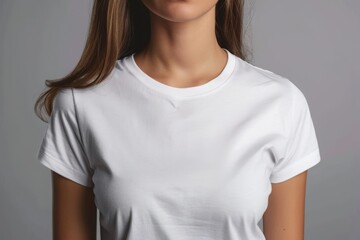 Obraz premium female white t-shirt mock up generative ai model 