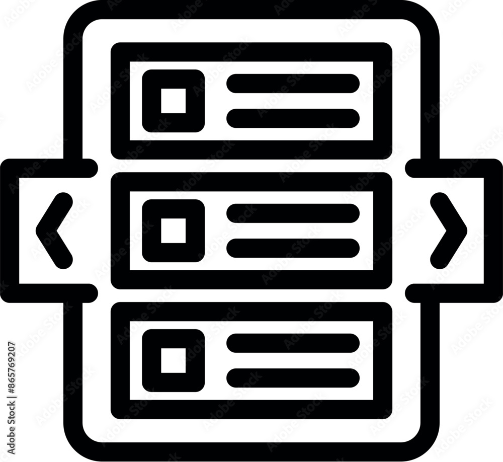 Poster black outline icon of a data server transferring information with arrows