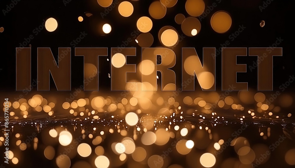 Poster glowing lights with internet text background
