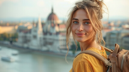 A young woman enjoying her trip