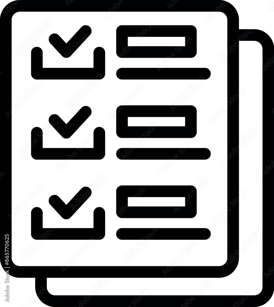 Poster simple black and white icon of a checklist showing completed tasks for audit