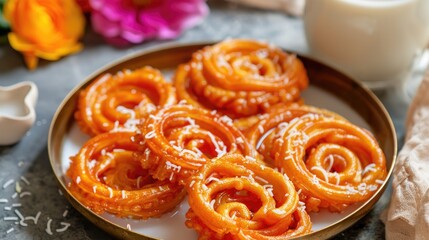 Unsweetened Jalebi Served with Milk