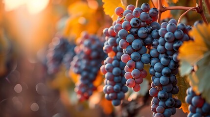 Vineyard ripe grapes ready for harvest 