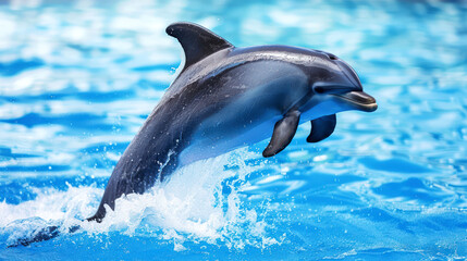 a closeup dolphin swimming in deep sea