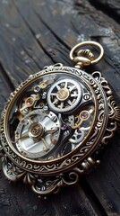 Intricate Clockwork Mechanism with Detailed Gears and Moving Parts