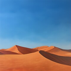 Serene Desert Landscape with Expansive Sand Dunes and Clear Skies