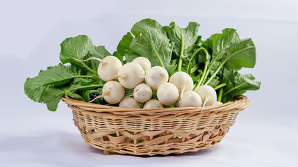 Fresh white radish in the box