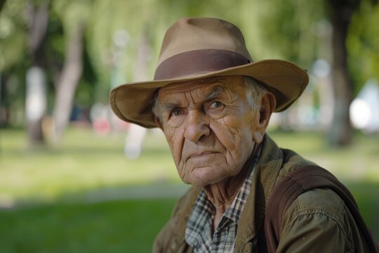 Portrait of an elderly man in the park.