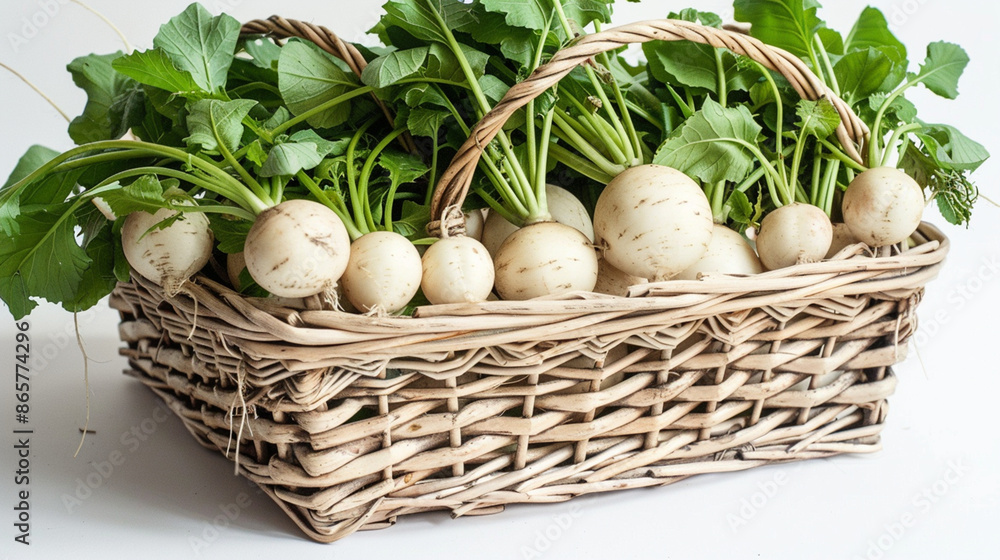 Sticker Fresh radish in basket