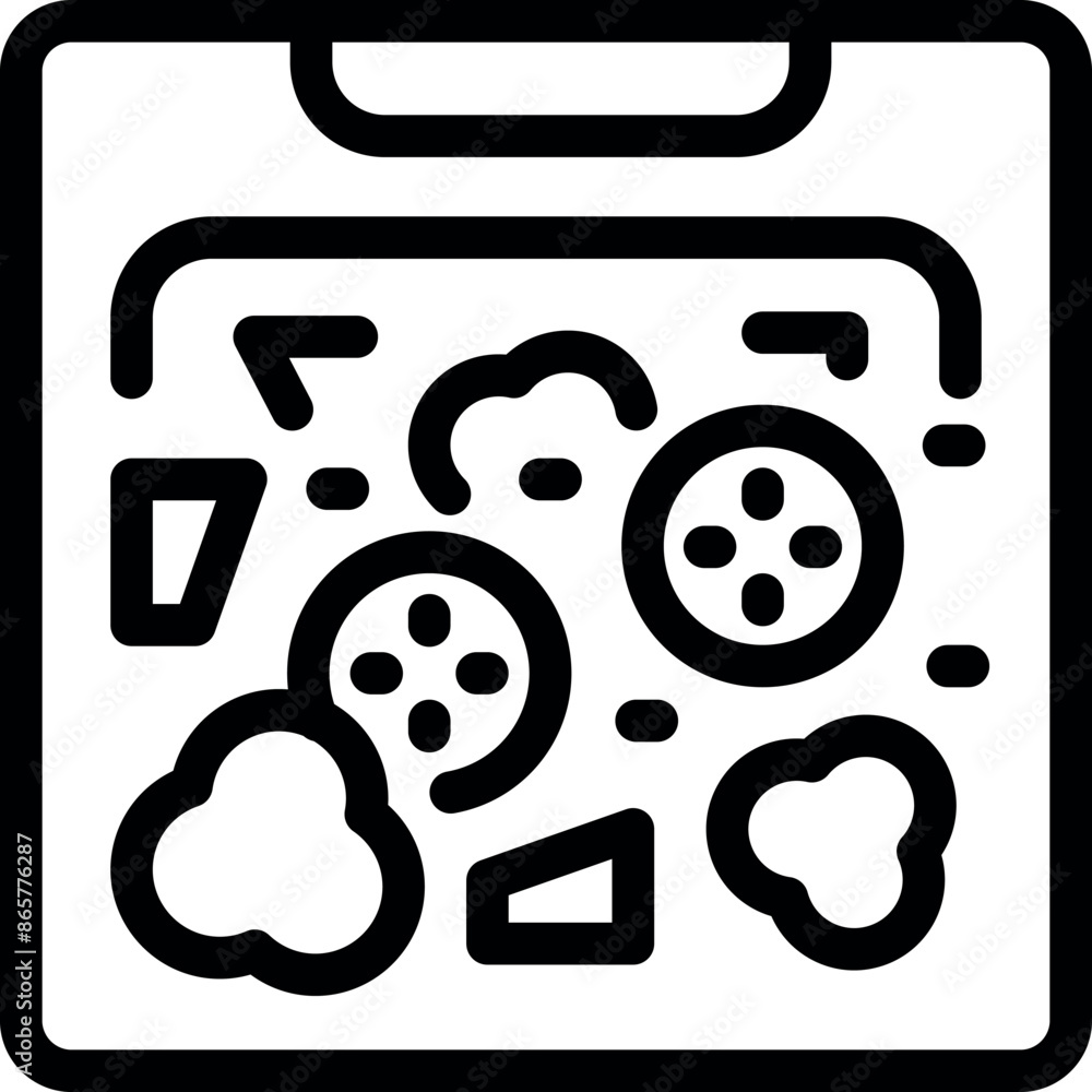 Poster mobile app displaying a food delivery tracking system with various food icons representing the order