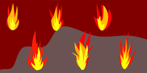 set of Vector fire, elements design