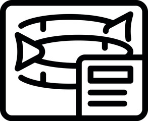 Black and white icon of a fish finder showing fish location and water depth for sonar fishing