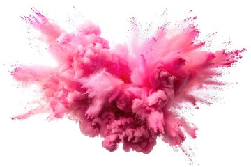 Bright pink paint explosion splash abstract background. Dust explode on white