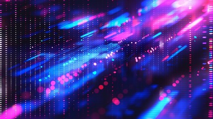 Obraz premium Abstract cyberpunk background with glowing neon lights, digital code, and futuristic elements. Futuristic neon lights background.
