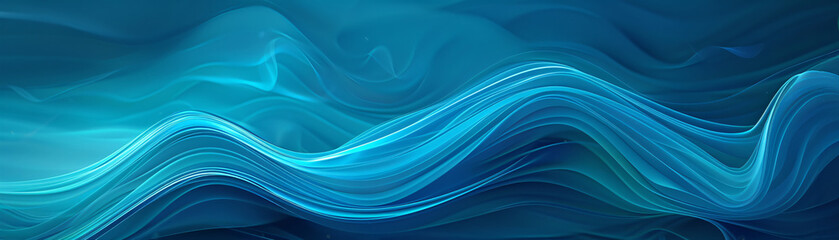 Fototapeta premium Abstract blue and teal flowing waves. Digital art. Concept of nature, water, ocean, fluidity, movement, energy, and tranquility. Background, wallpaper.