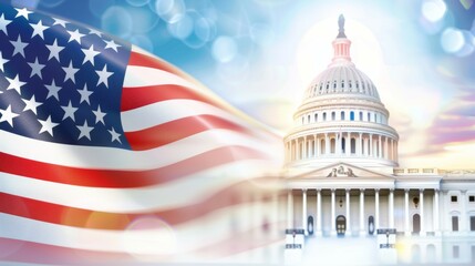 A flag with the American star and stripes, 4th July Independence Day USA concept