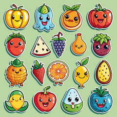 Fototapeta premium fruit , 15 Set of sticker badges. Vector illustration