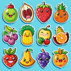Fototapeta premium fruit , 15 Set of sticker badges. Vector illustration