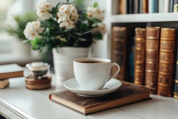 Obraz premium Coffee and a Book by the Window