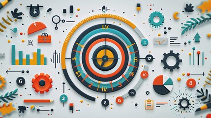 Obraz premium business plan and schedule, time management, target and deadline concept, flat illustration vector