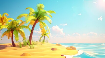 Obraz premium Coconut trees on the island in summer