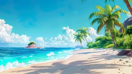 Obraz premium Coconut trees on the island in summer