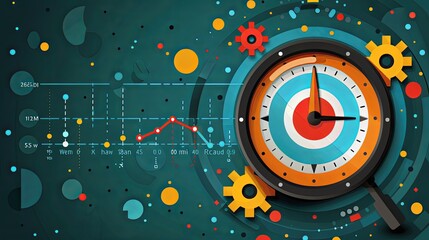 Obraz premium business plan and schedule, time management, target and deadline concept, flat illustration vector