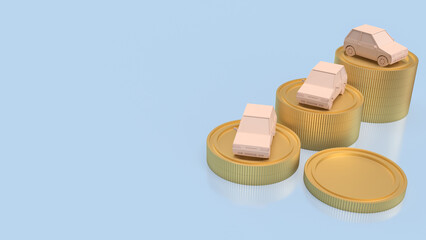 The car and coins for Business concept 3d rendering.