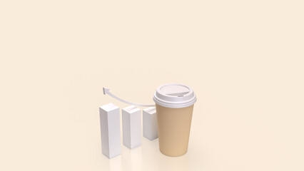 The coffee cup and chart for food and business concept 3d rendering.
