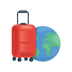 globe map and suitcase