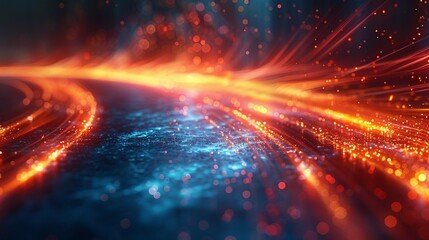 Obraz premium Abstract Background with Glowing Lines and Bokeh Lights