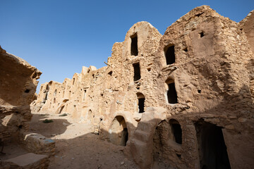 Granaries (grain stores) of berber fortified village, known as ksar. Ksar Mgabla, Tataouine, Tunisia, Africa