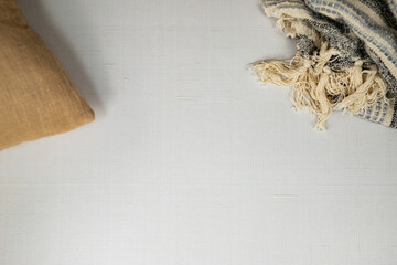 Linen background flat lay for design