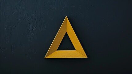 A yellow triangle against a black background.