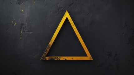 A yellow triangle against a black background.