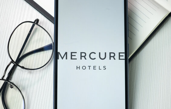 New York, USA - 21 June 2024: Mercure Hotels Logo on Phone Screen, Company Icon