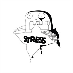 doodle illustration depicting stress, depression, madness, destruction