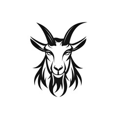 goat head silhouette on white background	
