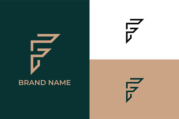 initial letter F  creative minimal monochrome symbol, letter F abstract 3d logo